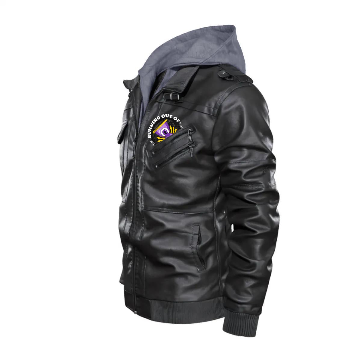 HHA “Running Out of Time/Lost In Reality” Men's Zip Leather Jacket