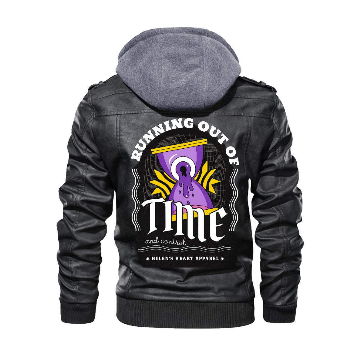 HHA “Running Out of Time/Lost In Reality” Men's Zip Leather Jacket