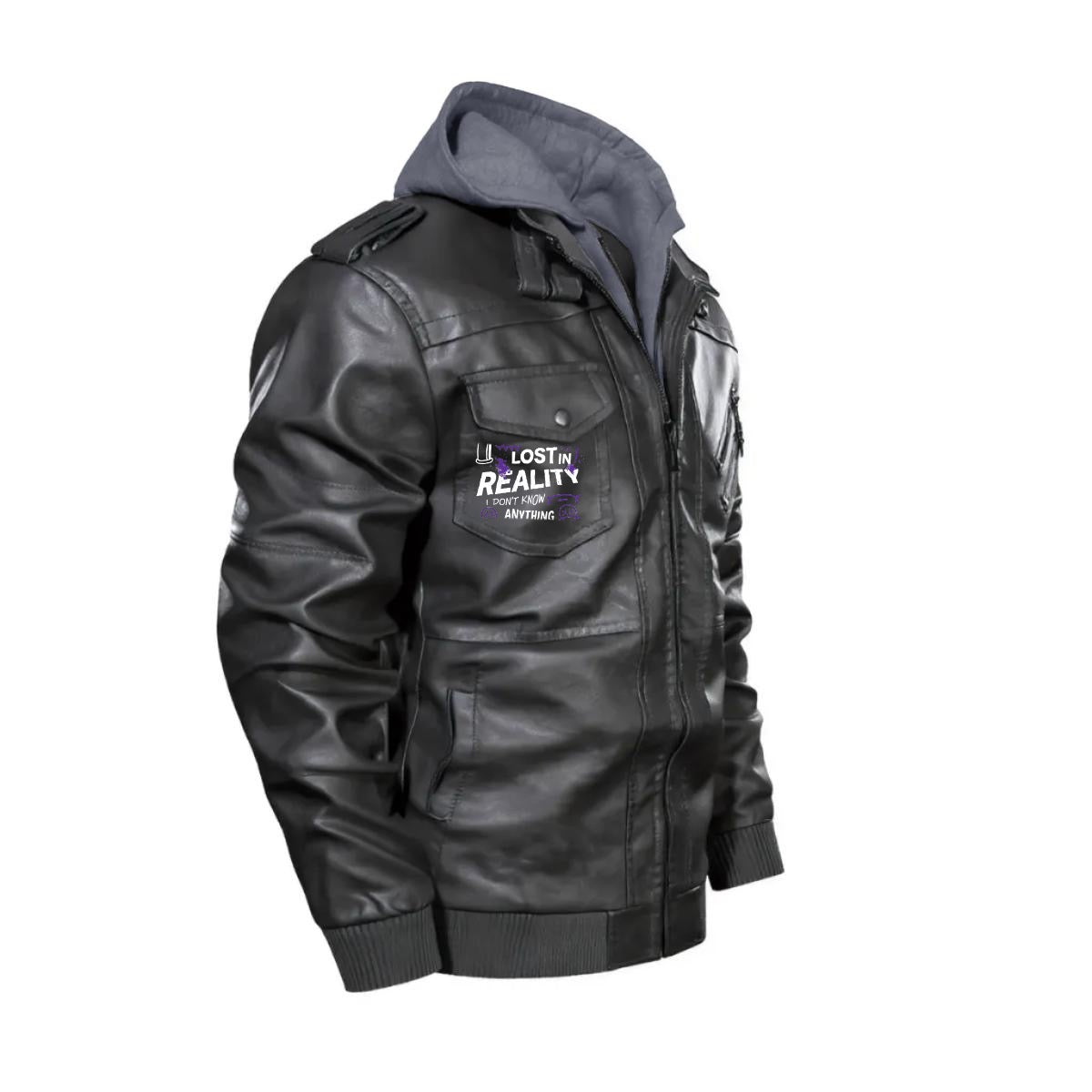 HHA “Running Out of Time/Lost In Reality” Men's Zip Leather Jacket